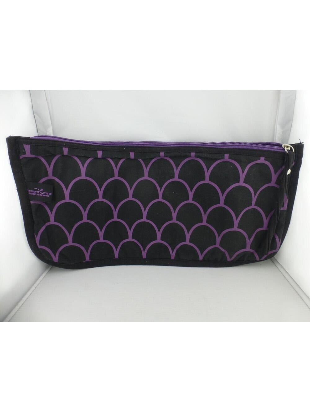 Breathless Resorts & Spas Black Purple Mermaid Scale Zipper Pouch Bag Travel H4